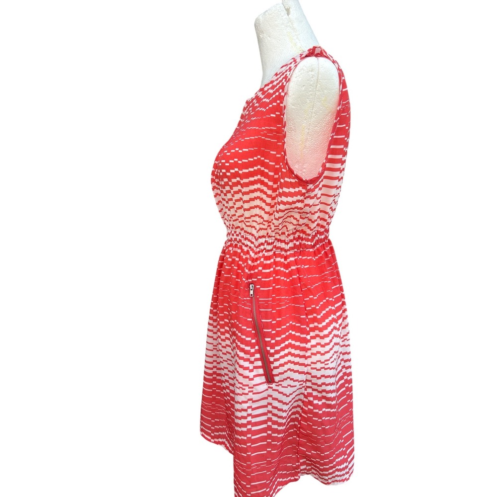 Feathers Coral Dress Sleeveless Zipper Pockets Casual Summer Dress Size L‎